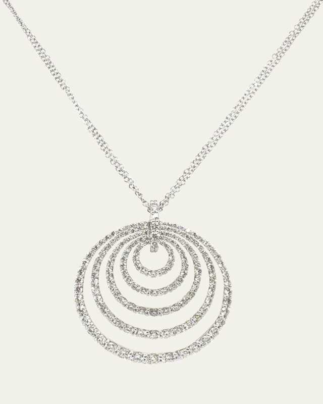 18K White Gold Spiral Diamond Pendant Necklace